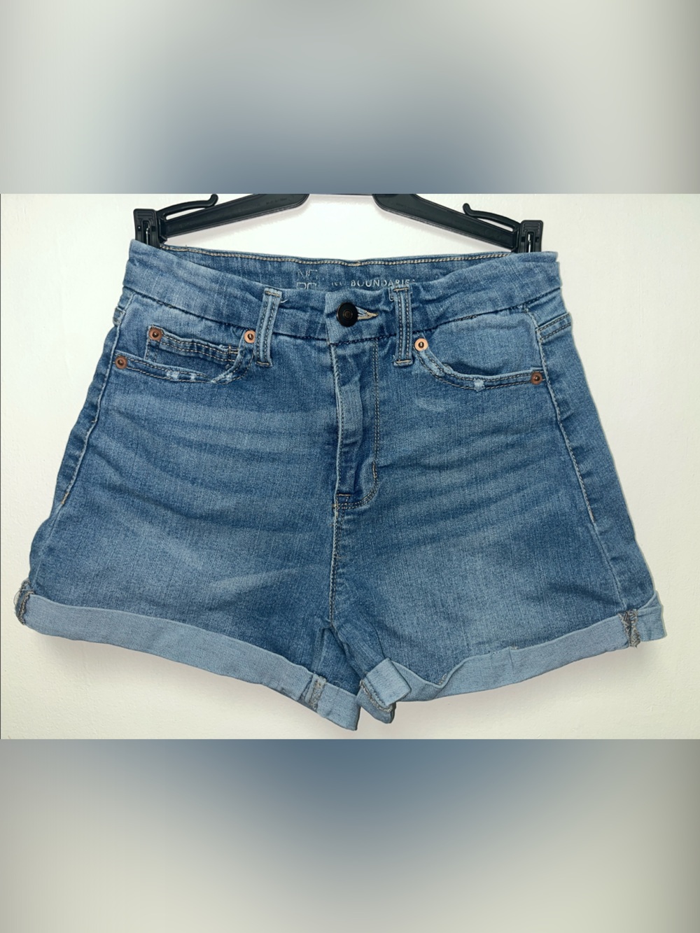 No Boundaries Washed Blue Denim Roll-Cuff Shorts